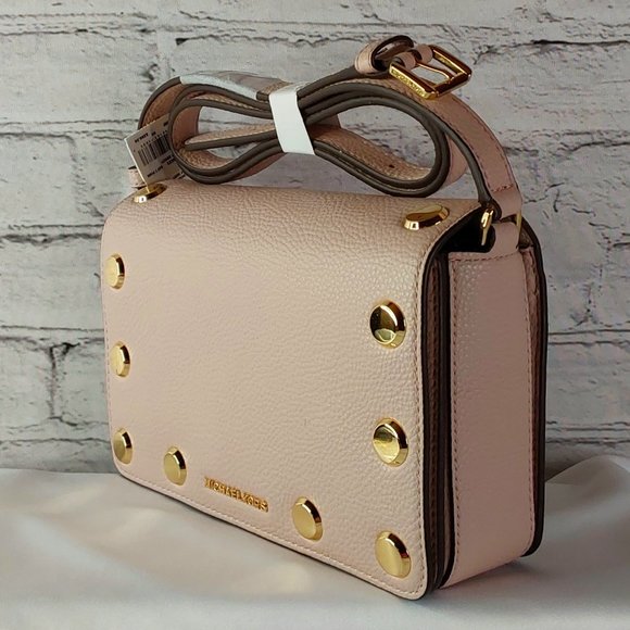 'MICHAEL KORS' 'HOLLY' LEATHER STUDDED CROSSBODY BAG & 'MK' DUST BAG SET - Picture 4 of 16